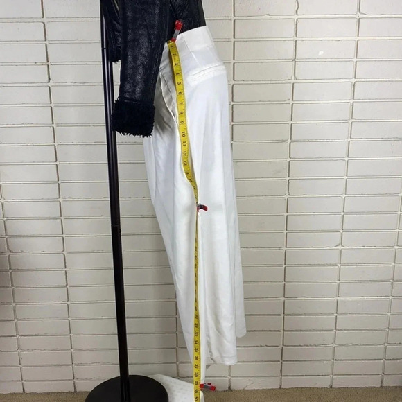 White contemporary high waist button fly wide pull on leg pants sz Extra large - Picture 15 of 17